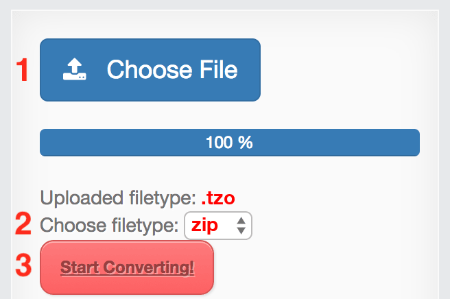 How to convert TZO files online to ZIP